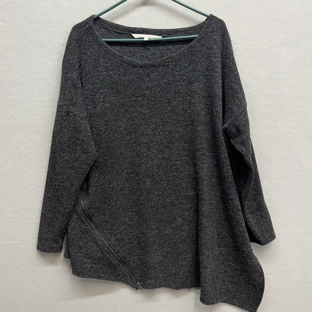 Rachel Roy Sweater Women 3X Charcoal Asymmetrical Hem Side Zip Plus Size